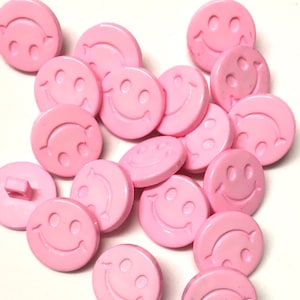 Pink Smiling Face Resin Buttons: 19mm Novelty Sewing Supplies (10 pc)