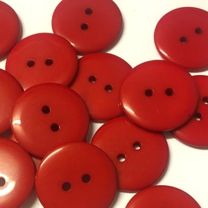 23mm Round Red Resin Buttons: Coat Fasteners, Set of 10