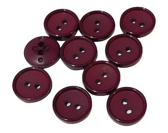 10pcs 14mm (22L) burgundy resin cupped buttons with two holes