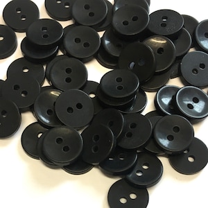 20, botones negros, botones negros de 11 mm, botones negros sumergidos, botones negros de dolly, botones de resina negra, botones artesanales, botones de ropa de muñecas