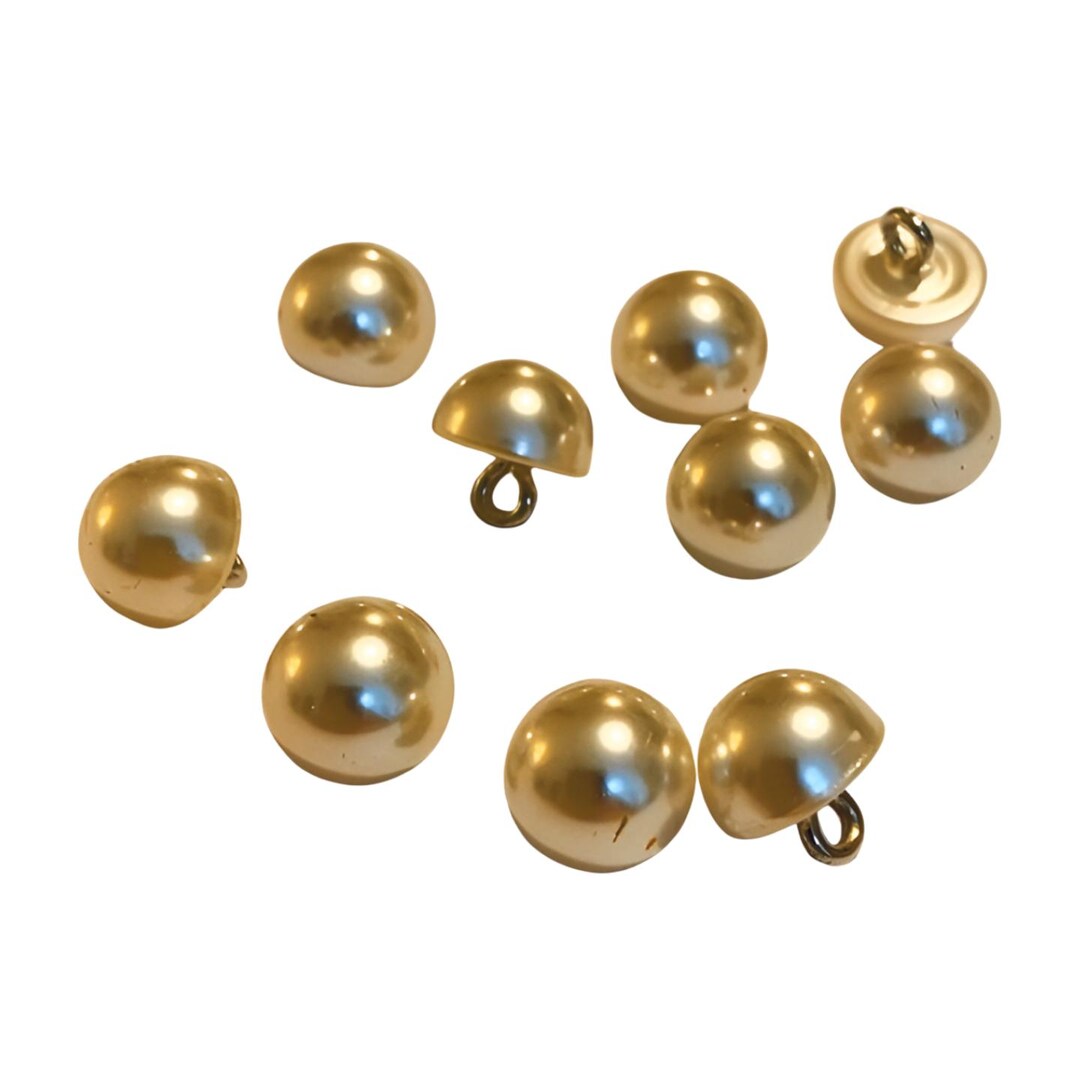 10pcs Ivory Shimmer Resin Pearl Buttons, 10mm Half Dome, Metal Loop - Etsy