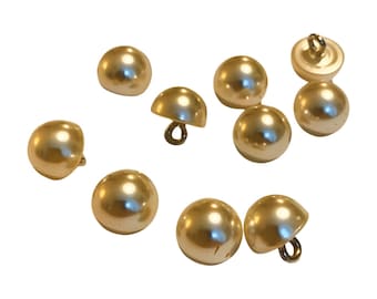 10pcs Ivory Shimmer Resin Pearl Buttons, 10mm Half Dome, metal loop