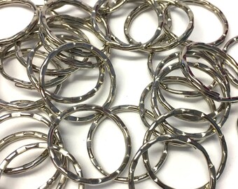 50 Silver Metal Keyrings: 1-inch Split Rings, DIY Findings