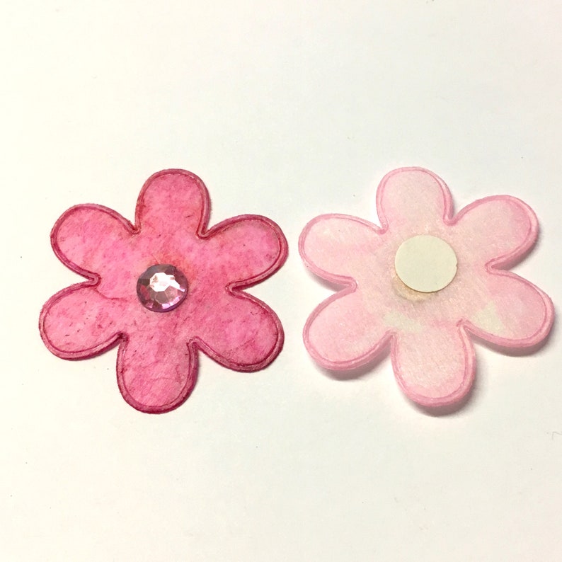 12 40mm Pink Self Adhesive Paper Flower Embellishments Girly Etsy
