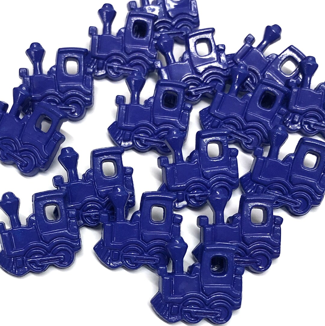 10, Royal Blue Train Buttons, Steam Train Buttons, Baby Buttons ...
