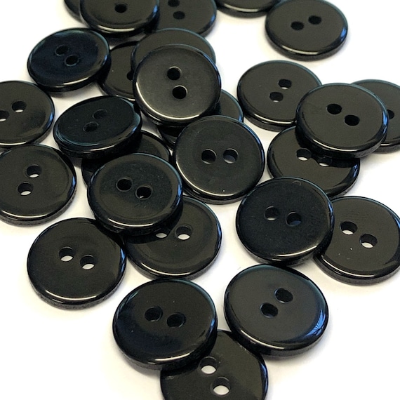 10, 14 mm 22L botones negros redondos brillantes, pequeños botones