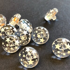 10 Stück Klare Knöpfe mit Stern Öse: 15 mm Neuheit Knöpfe