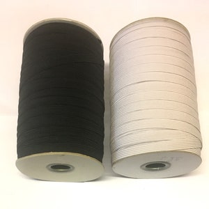 5 Meters Flat Elastic: Black or White, Various Widths