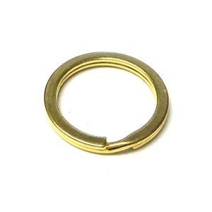10, 1 inch gold plated metal keyrings, gold plated split rings, double keyrings, flat keyrings, key fob rings, metal findings, gold findings