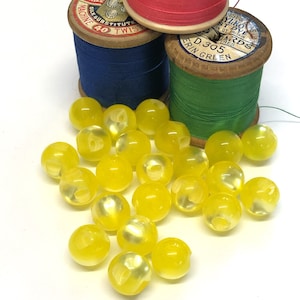 10, 12mm (20L) yellow opalescent buttons, shiny yellow buttons, full ball yellow buttons, shank buttons, baby buttons, sewing buttons