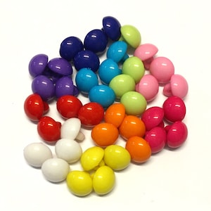 Furry Pom Pom Buttons with Golden Metal Shank Back - 14mm - Lots of Colours!