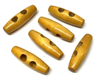 6 Stück Kiefernholz Dufflecoat Knebel - 40mm