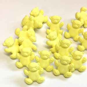 10 yellow teddy buttons, yellow teddy bear buttons, yellow novelty buttons, yellow childrens buttons, yellow 15mm buttons, baby buttons