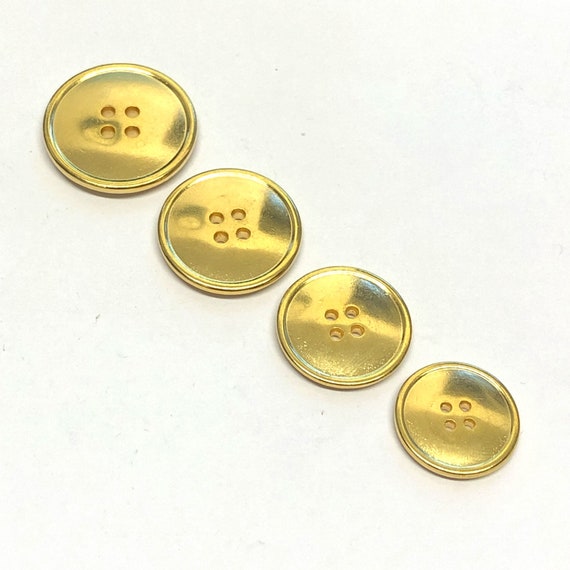 6, Gold Metal Buttons, 4 Sizes Available, Gold Metal Buttons, Metal Jacket  Buttons, Metal Coat Buttons, 4 Hole Buttons 