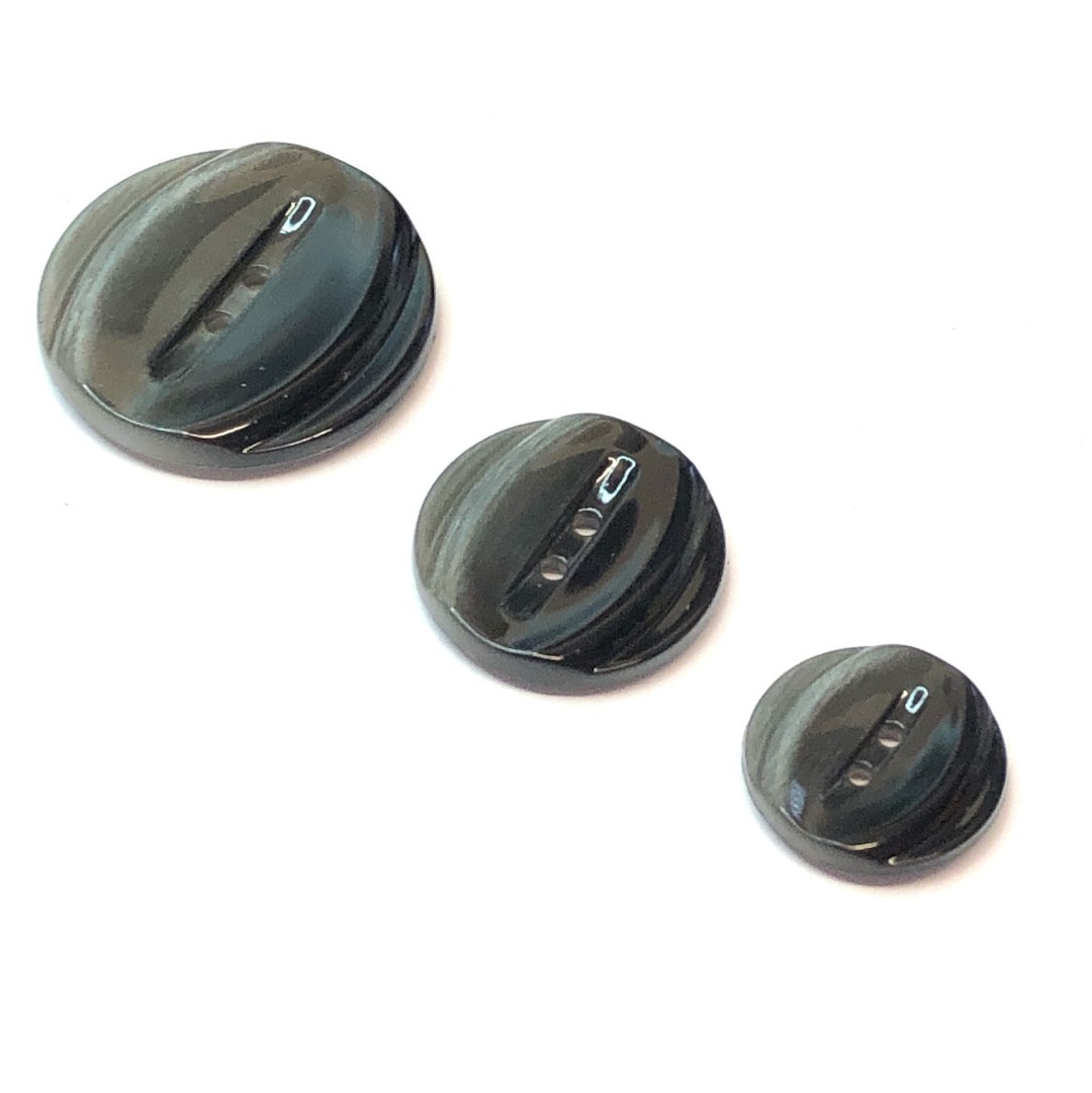 6pcs Shiny Black Ridged Italian Buttons: Chunky Coat & Jacket Fasteners ...