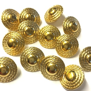 10, gold buttons, decorative buttons, plastic buttons, 15mm buttons, metallic gold buttons, vintage buttons, craft buttons, UK seller