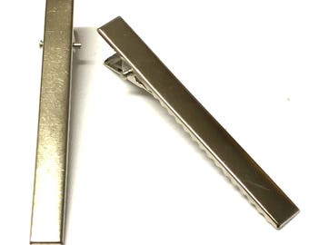 Large Silver Tone Alligator Clips, DIY Hair Accessories (75mm)