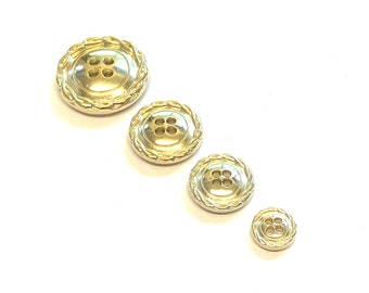 6 solid metal pale gold coat buttons, heavy metal buttons, gold metal buttons, light gold blazer buttons, gold coat buttons