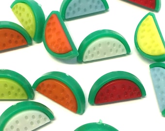 10pcs Melon Wedge Buttons: 20mm Assorted Novelty Fruit Buttons