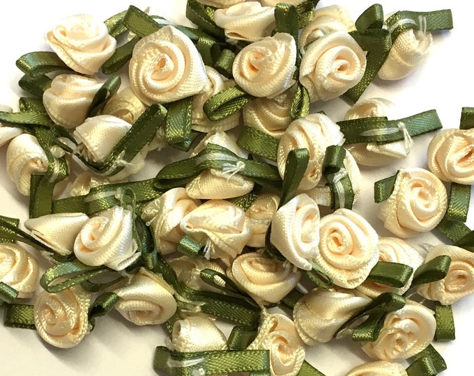 20 Cream Ribbon Roses Satin Ribbon Roses Cream Satin Roses Etsy