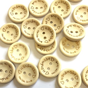 Handmade With Love wooden buttons (15mm)