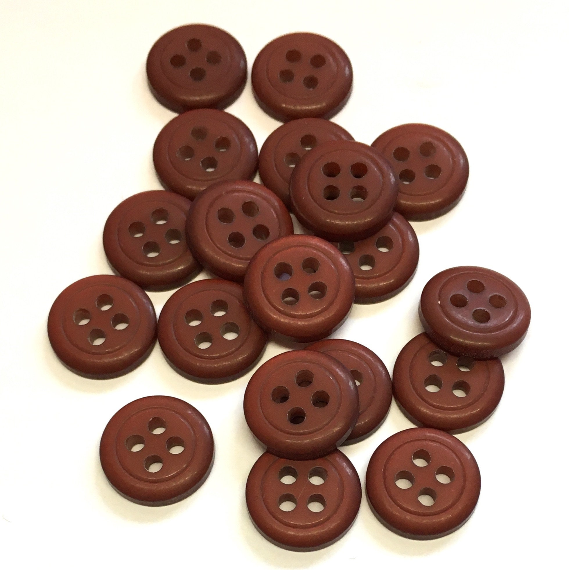 20, 11.5mm 18L Brown Opalescent Buttons, Small Brown Buttons, Shirt Buttons,  Round Buttons, Sewing, Knitting, Crochet, 