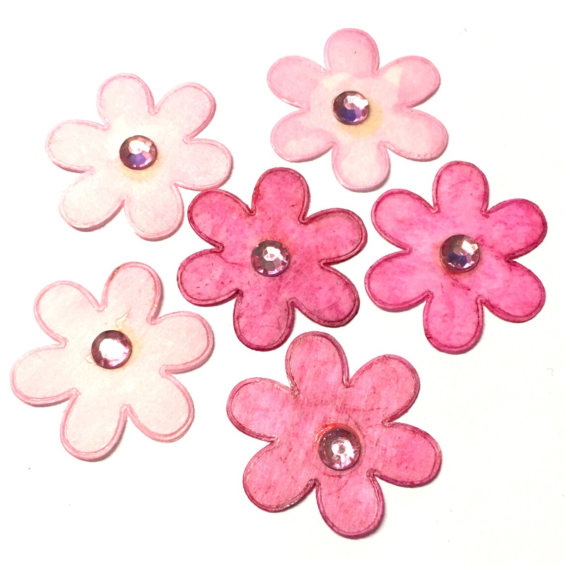 12 40mm Pink Self Adhesive Paper Flower Embellishments Girly Etsy