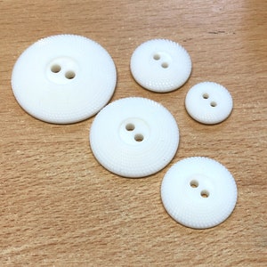 White Textured Border Buttons: Clothing Button Sets (Pack of 5)