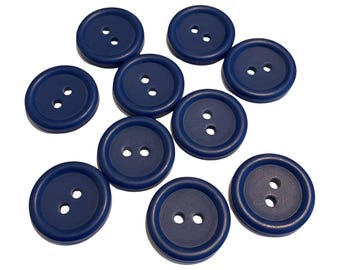 10 Navy Plastic Buttons: 19mm Round Dark Blue Sweater Buttons