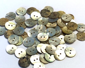 10 Cream Mother of Pearl Buttons, 11mm Natural Shell Sewing Buttons