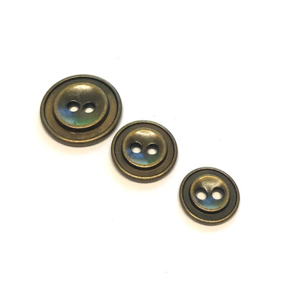 6, 23mm 36L Aged Bronze Flat Metal Buttons, Aged Bronze Coat Buttons,  Bronze Metal Buttons 