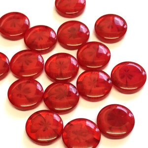 Red Resin Flower Buttons: Transparent Craft Buttons (20, 14mm)