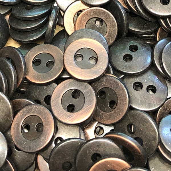 6, 12mm (20L) aged copper metal buttons, copper buttons, metal shirt buttons, metal blouse buttons