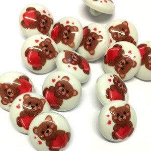 10pcs Teddy Bear Picture Buttons: Novelty Shank Buttons