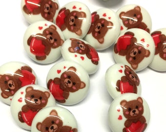 10 Stück Teddybär Bild Knöpfe: Neuheit Ösen Knöpfe