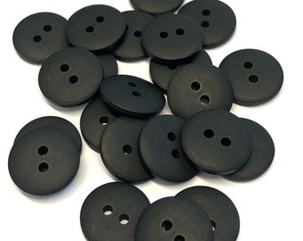 10, 15mm (24L) black smartie buttons, black buttons, black resin buttons, black baby buttons, craft buttons, sewing buttons, black buttons