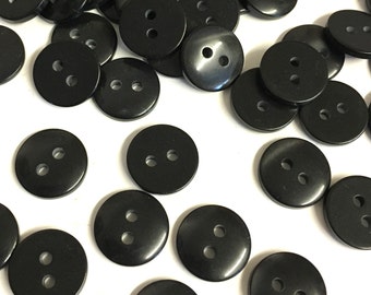 20, boutons noirs, boutons noirs de 11 mm, boutons noirs brillants, boutons de chariot noirs, boutons en résine noire, boutons artisanaux, boutons de vêtements de poupées