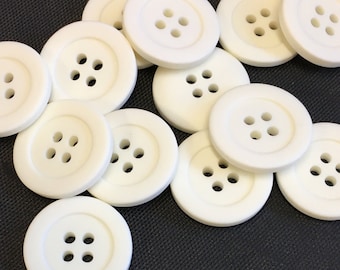 10pcs Cream Resin Buttons: 20mm, Four Hole Sewing Buttons