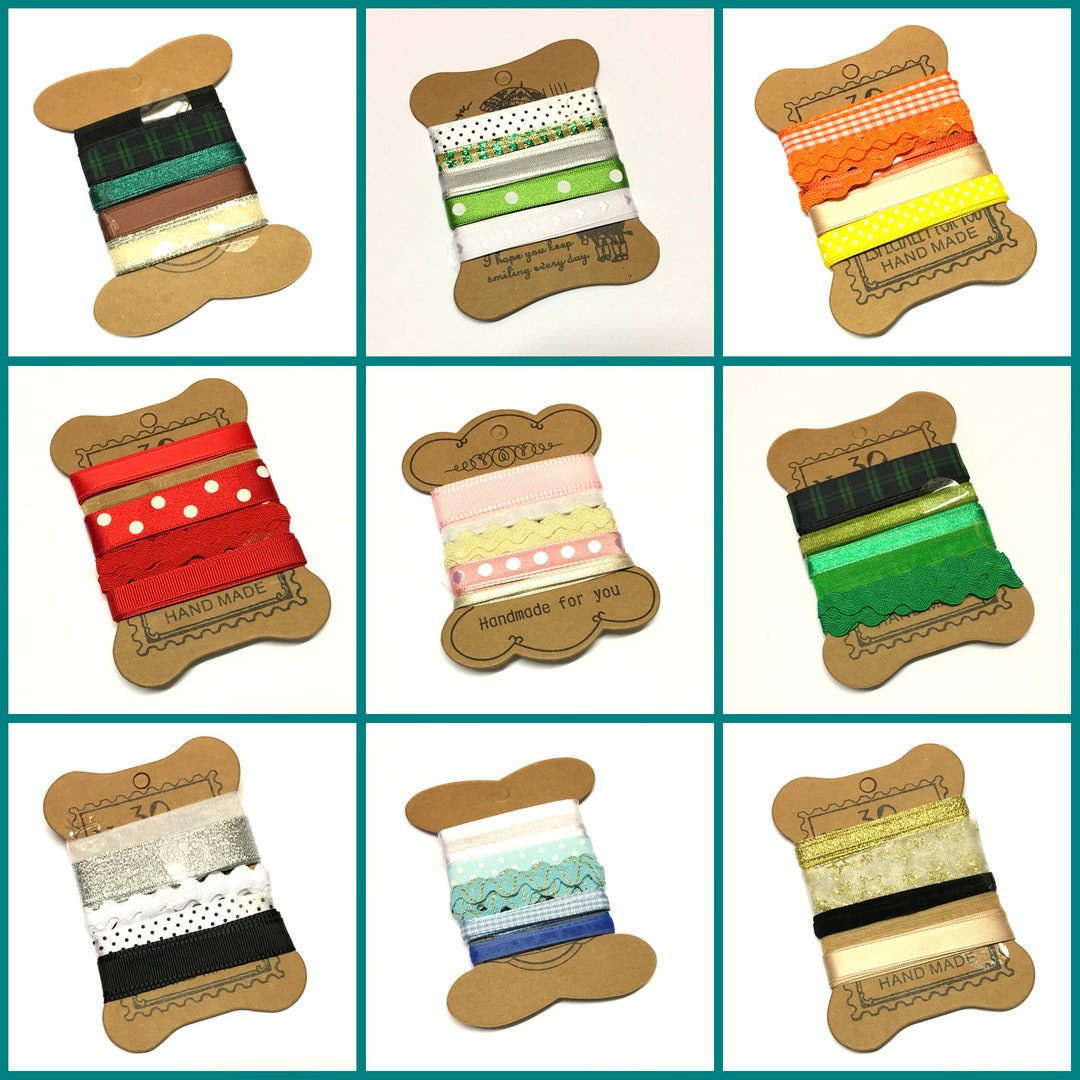 Paper Ribbon Pack 5 Yard Assorted Craft Ribbon Pack: Color Coordinated Ribbon Card - Etsy