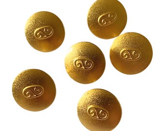 6pcs Gold Swirl Metal Buttons - Vintage Style (15mm)
