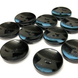 Botões de resina preta brilhante: botões redondos para casaco (28 mm, 5 peças)