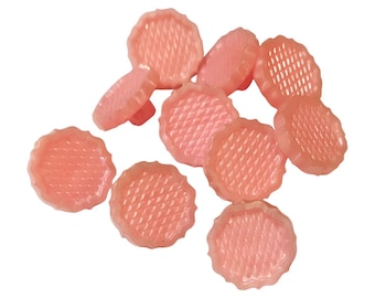 10pcs 22L light pink etched floral buttons with rear loop