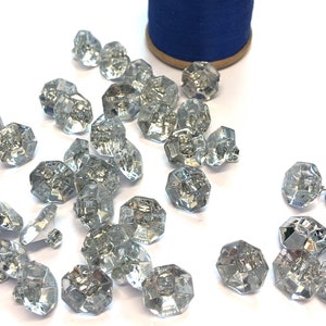 10, 11mm (18L) octagonal crystal effect faceted shank buttons, Italian faux crystal blouse buttons