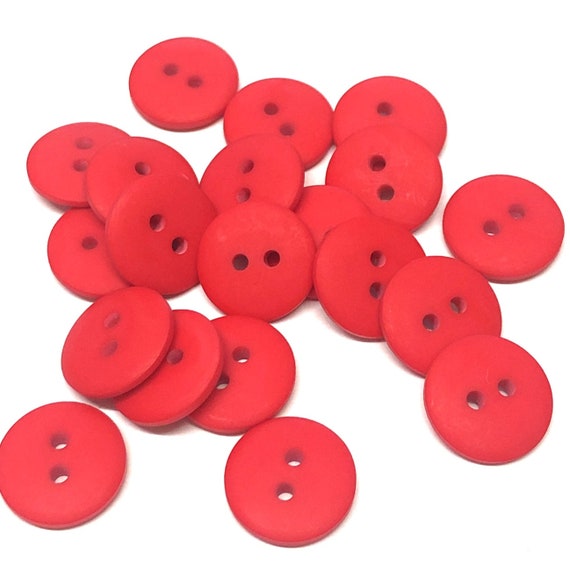 10, 15mm (24L) red buttons, bright red buttons, red resin buttons, red baby  buttons, craft buttons, sewing buttons, smartie buttons