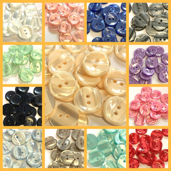 20 x 20L (12.5mm) stripe effect buttons in a choice of colours, marbled effect 2 hole buttons, multiple colours available