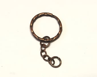 10, Antique copper keyring, copper keychain, antique copper metal keyring, antique copper keychain, copper findings, split ring