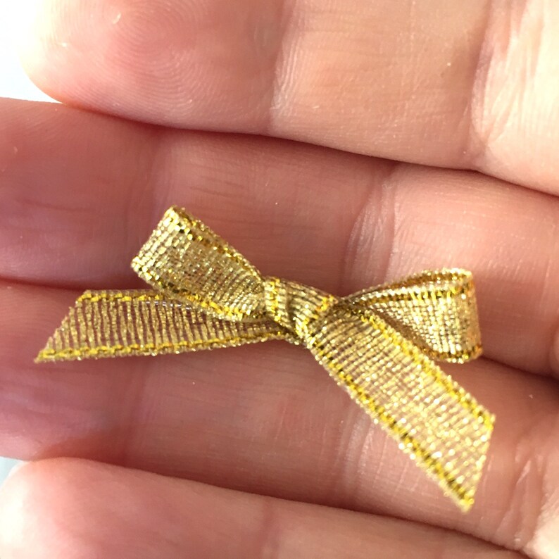 20 Gold Bows Gold Ribbon Bows Gold Lurex Bows 7mm Bows Etsy