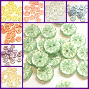 10 flower cut daisy buttons with square petals, flower buttons, floral buttons, 15mm buttons, novelty buttons, baby buttons