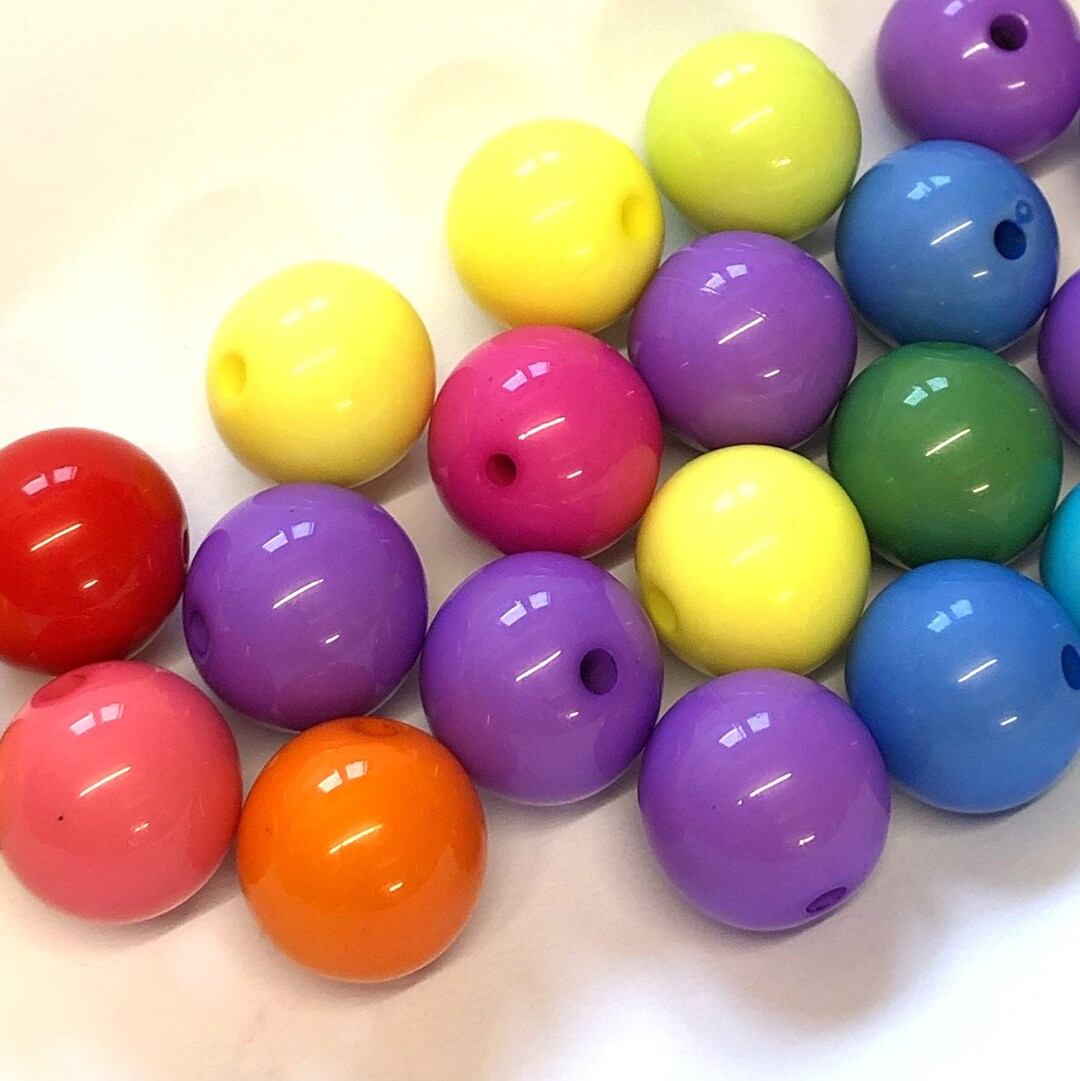10 X 15mm Mixed Colour Shiny Acrylic Bubblegum Beads, Colourful Bright