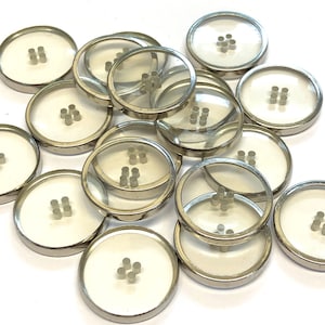 6 X Clear Resin Buttons With a Silver Metal Border, Chunky Transparent  Buttons, Metal Edge Buttons, Italian Buttons, Button Sets 